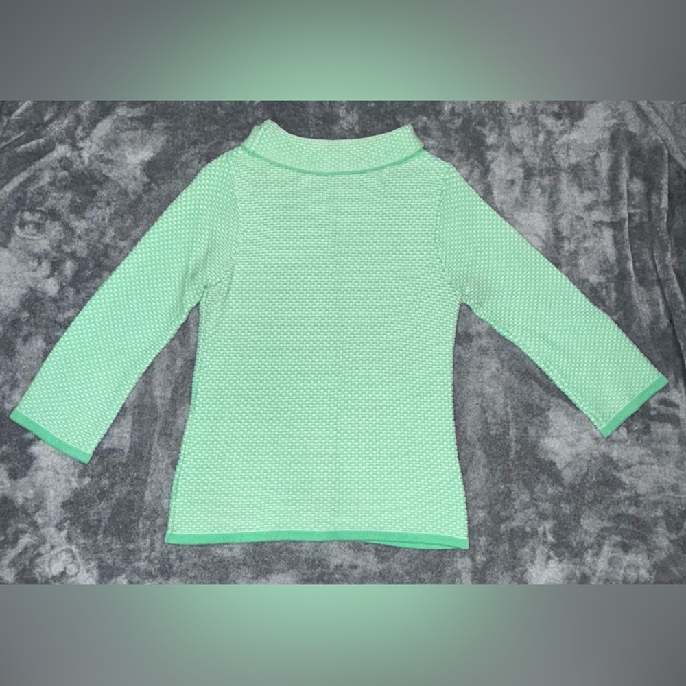 BODEN Turtleneck Knit Sweater in Green and White Size 6